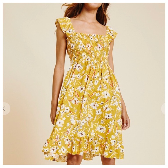 09 Boho Chic Sleeveless Tropical Print Smock Front Dress - Picture 6 of 6